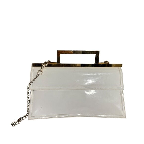Vintage Patent Leather Structured Hand Shoulder Bag Womens Elegant Evening - Picture 1 of 6